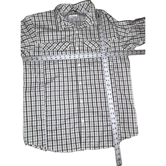 Columbia Shirt Mens Large Button Roll Up Long Sleeve Plaid Grey‎ White Outdoor - Picture 3 of 9